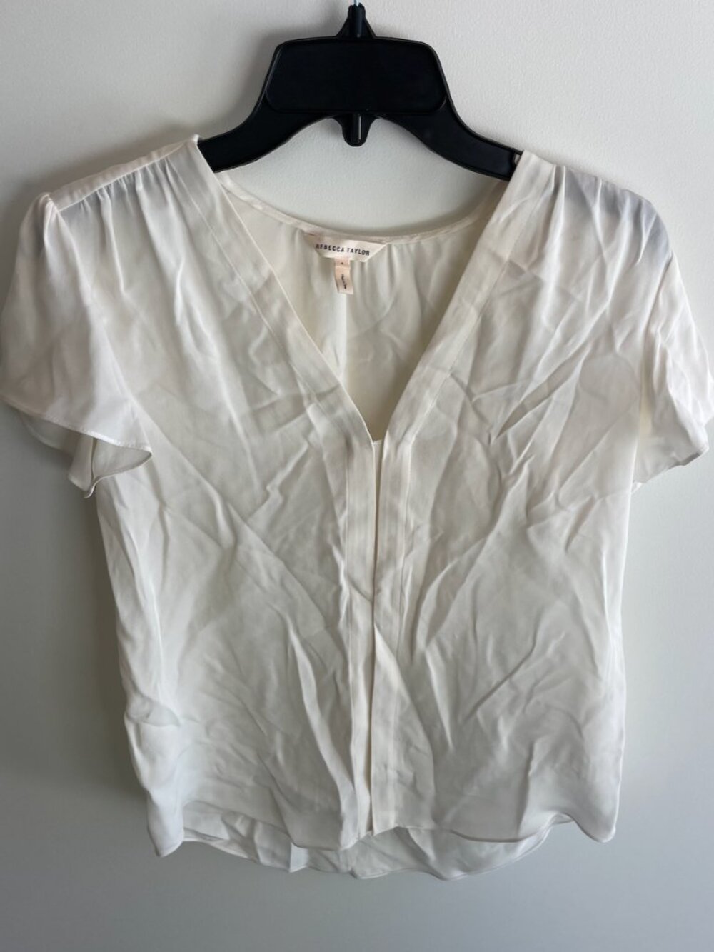 Rebecca Taylor Celina Silk Flutter Sleeve V Neck Blouse Size 4